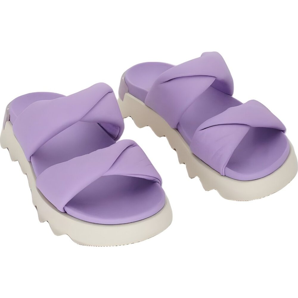 Sorel Lavender Crossband Slide Sandals with Cream Soles